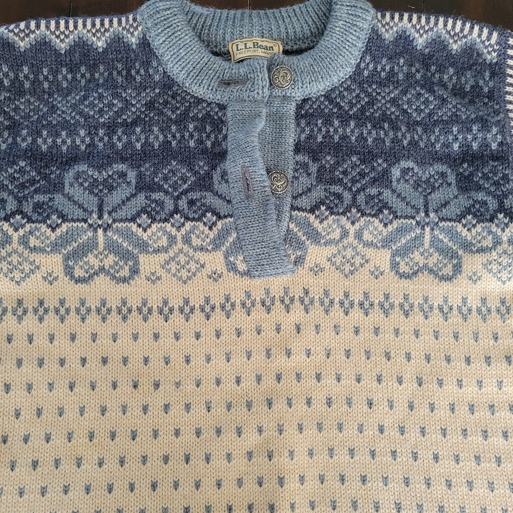 Vintage LL Bean 100% Wool Sweater Size 42/XL Made In Norway - Picture 10 of 16
